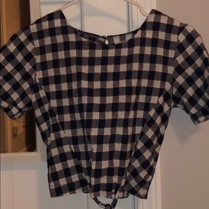 Cropped checkered tee
